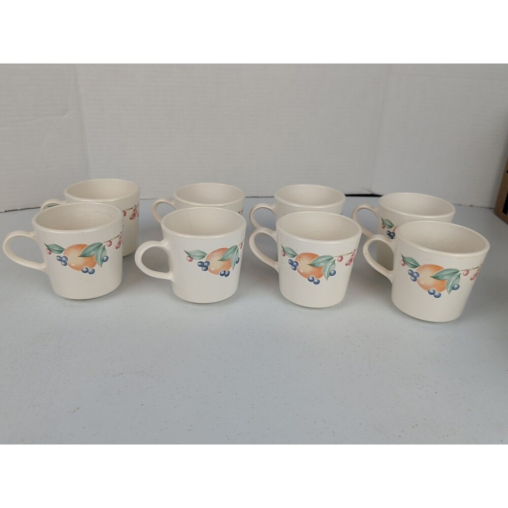 Vintage  Corelle Corning Ware Abundance Coffee/Tea Cups Set Of 8
